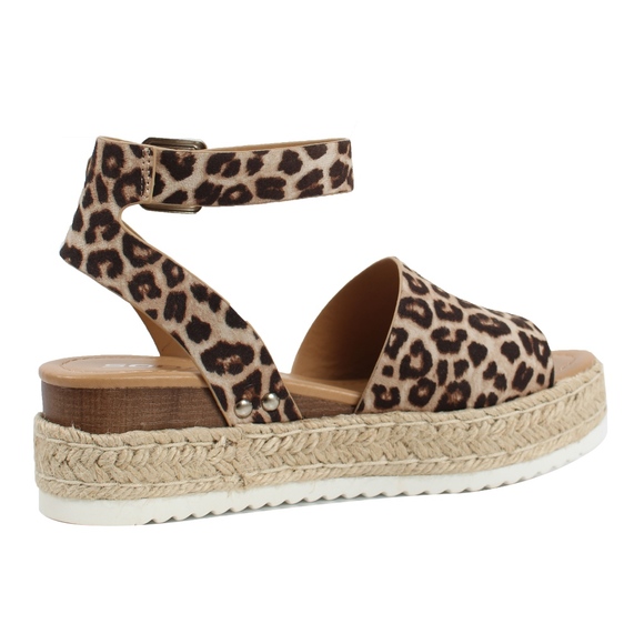 Oat Cheetah Open Toe Halter Ankle Strap Espadrille - Picture 3 of 5